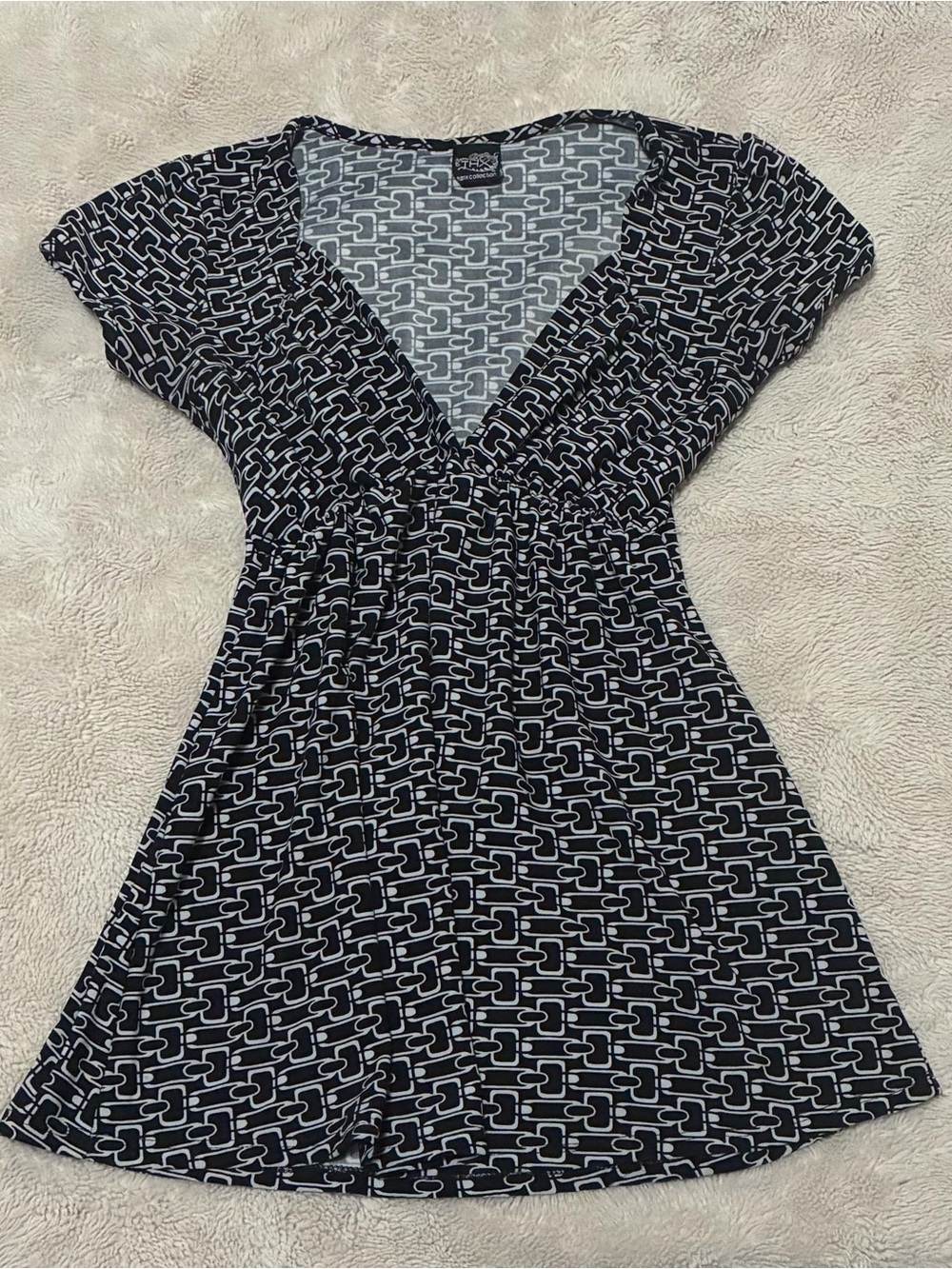 Black & White Geometric Babydoll Top